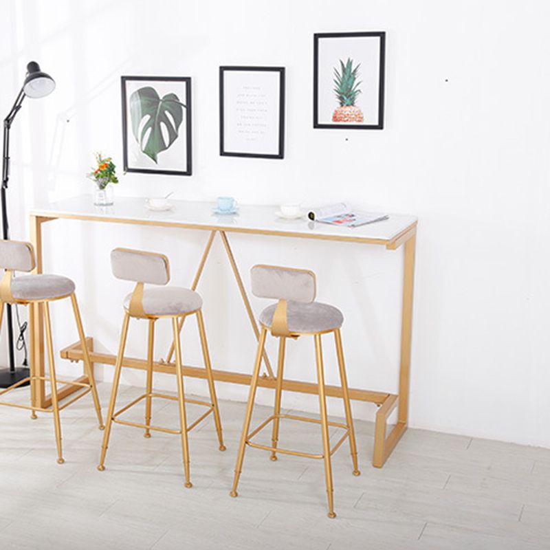 Glam Bar Height Table Faux Marble Top Bistro Bar Table with Gold Base