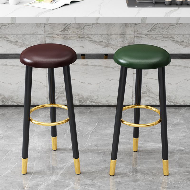 Scandinavian Style Steel Legs Bar-stool Round Seat Single Counter Stool for Kitchen Bar