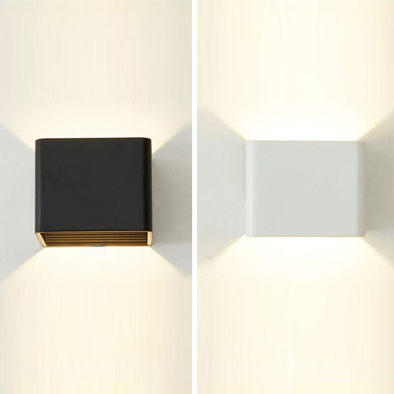 Square Wall Light Fixture Modern Metal 1 Light in Black/White