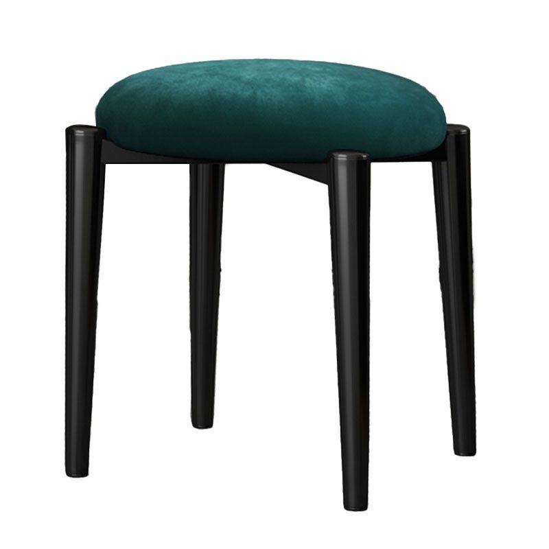 Luxury Ottoman Velvet Tear Resistant Solid Color Round Ottoman with Metal Legs