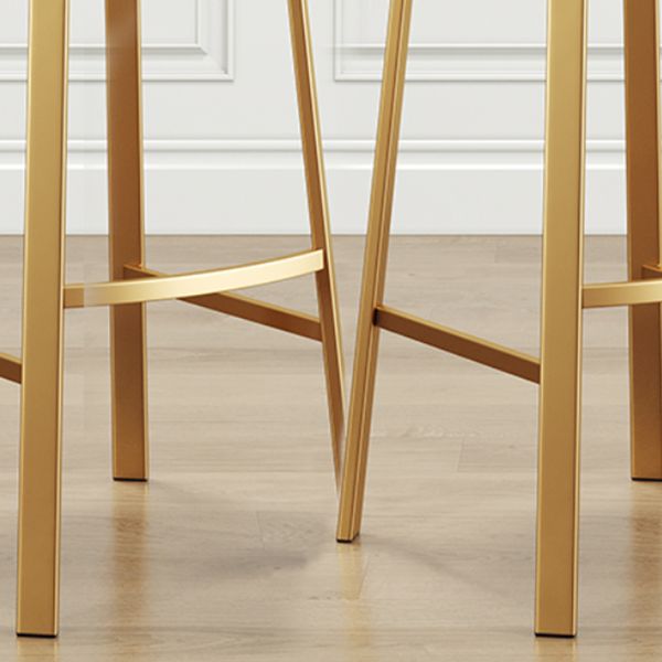 Nordic Armless Backless Counter Stool Iron Cafe Bar Stool with Cushion and Pedal