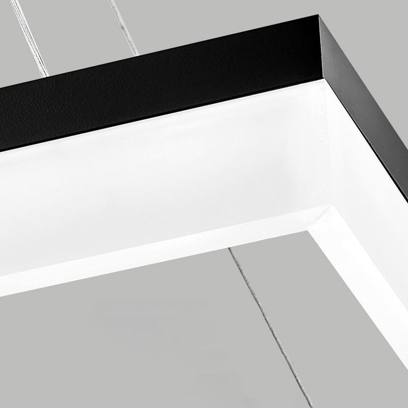 Modern Rectangular Island Pendant Light LED Dining Room Drop Lamp with Acrylic Shade