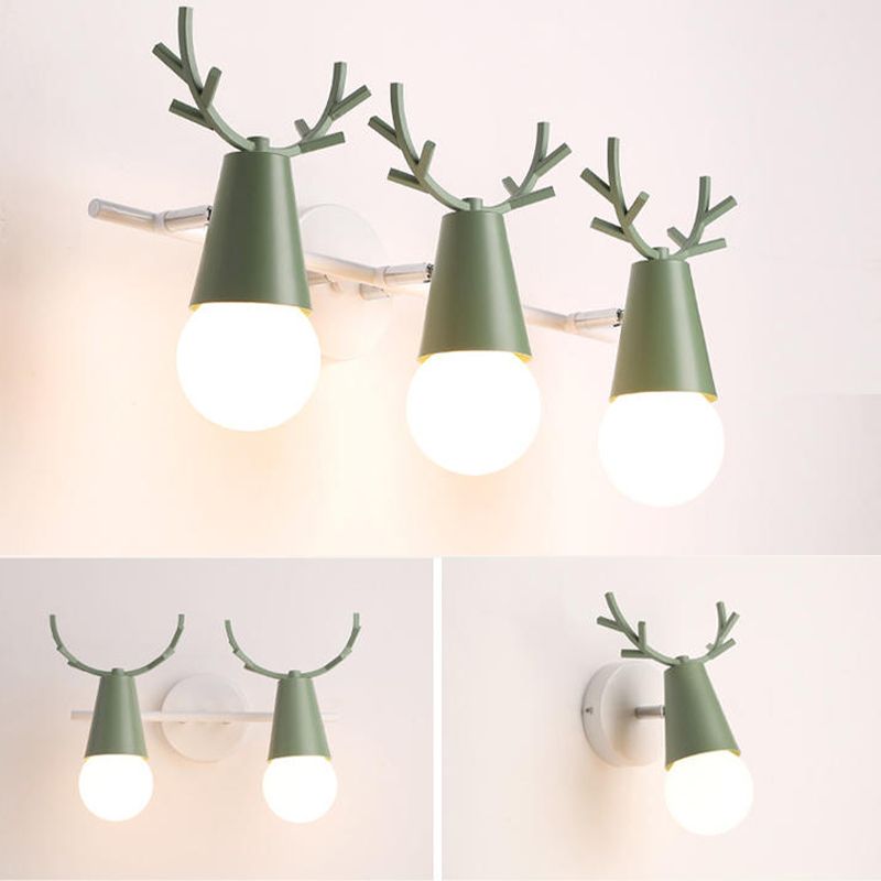 Nordic Style Iron Wall Light Colorful Antler Shape Wall Lamp for Bedroom