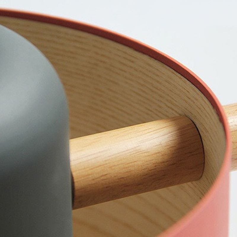 Cylindrical Metal Pendant Lamp Macaron 1 Head Solid Wood Ceiling Hanging Light