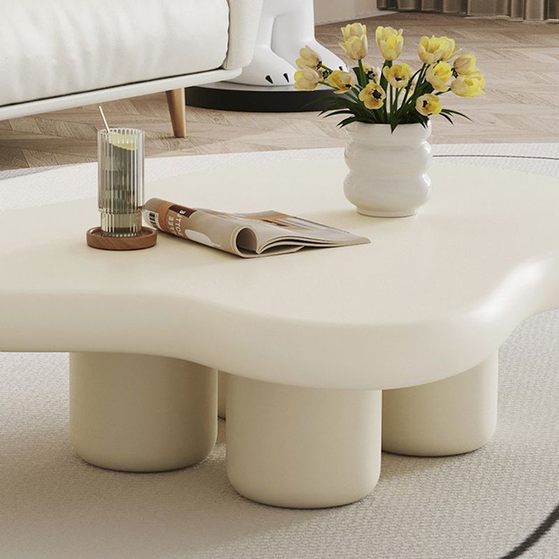11"H Contemporary Coffee Table Single 4 Legs Coffee Cocktail Table
