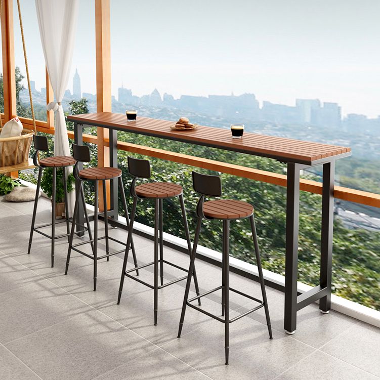 Brown Modern Style Bar Table in Metal and Wood Outdoor Bar Table