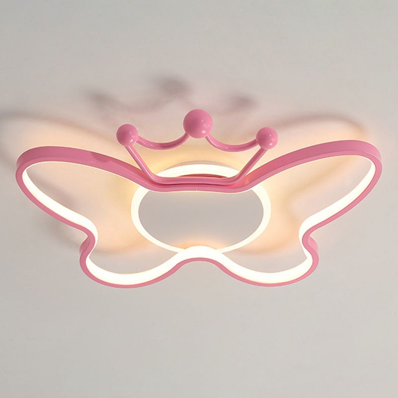 Butterfly Semi Flush Plafond Lilaires dessin animé Plafond en aluminium Chandelier pour enfants pour les enfants