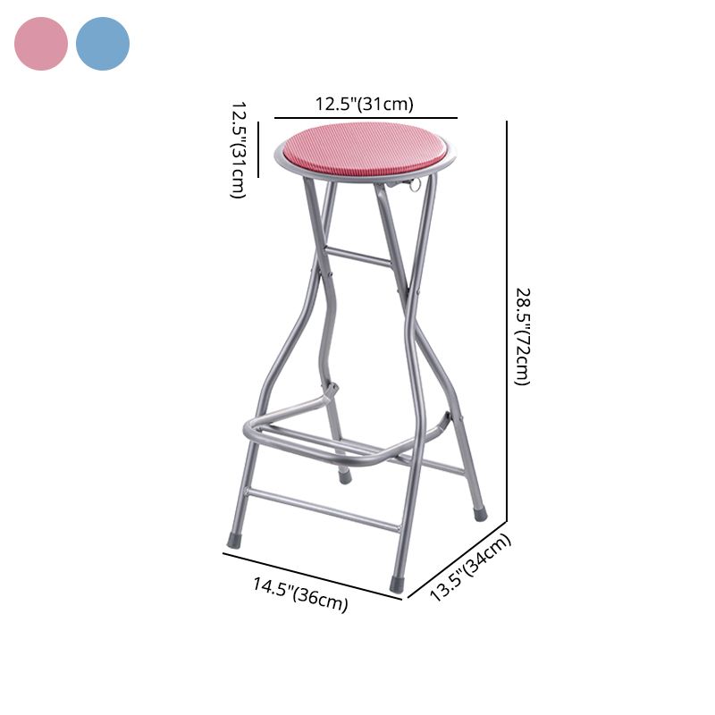 Modern Folding Armless Counter Stool Iron Cashier Bar Stool with Footrest