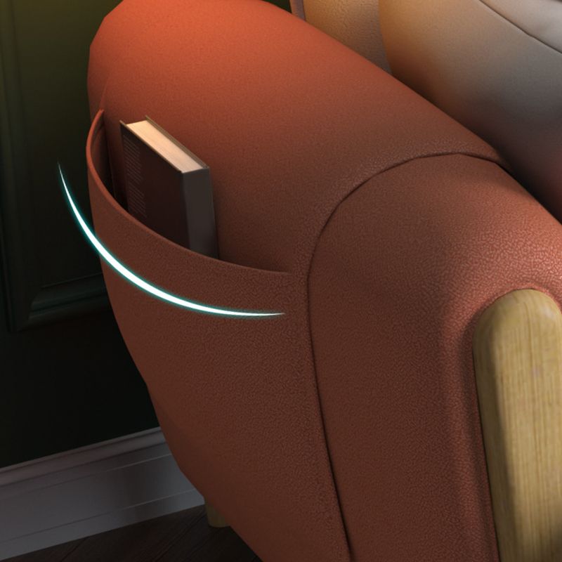 Round Arm Sectional Sofa with Storage Faux Leather Sectional Ottoman Included