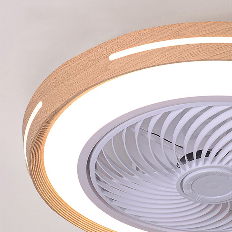 Holz Finish Runde Lüfter Lampe Nordic Metall LED Semi Flush Montiertes Licht für Schlafzimmer