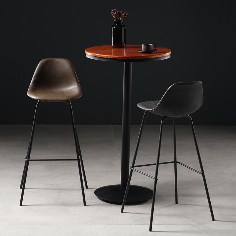 Leather Bar Stool Modern Low Back Counter Stool for Bristol with Metal Base