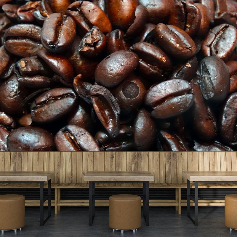 Photography Coffee Beans Mural Horizontal Wall Covering for Coffee Shop