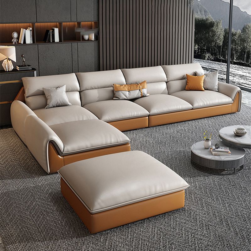 4-seater L-shape Sectional Sofa Leather Stain-resistant Sectional