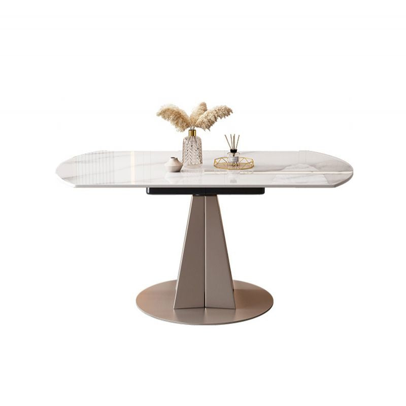Modern Style Metal Dining Table Sintered Stone Top Table for Dining Room