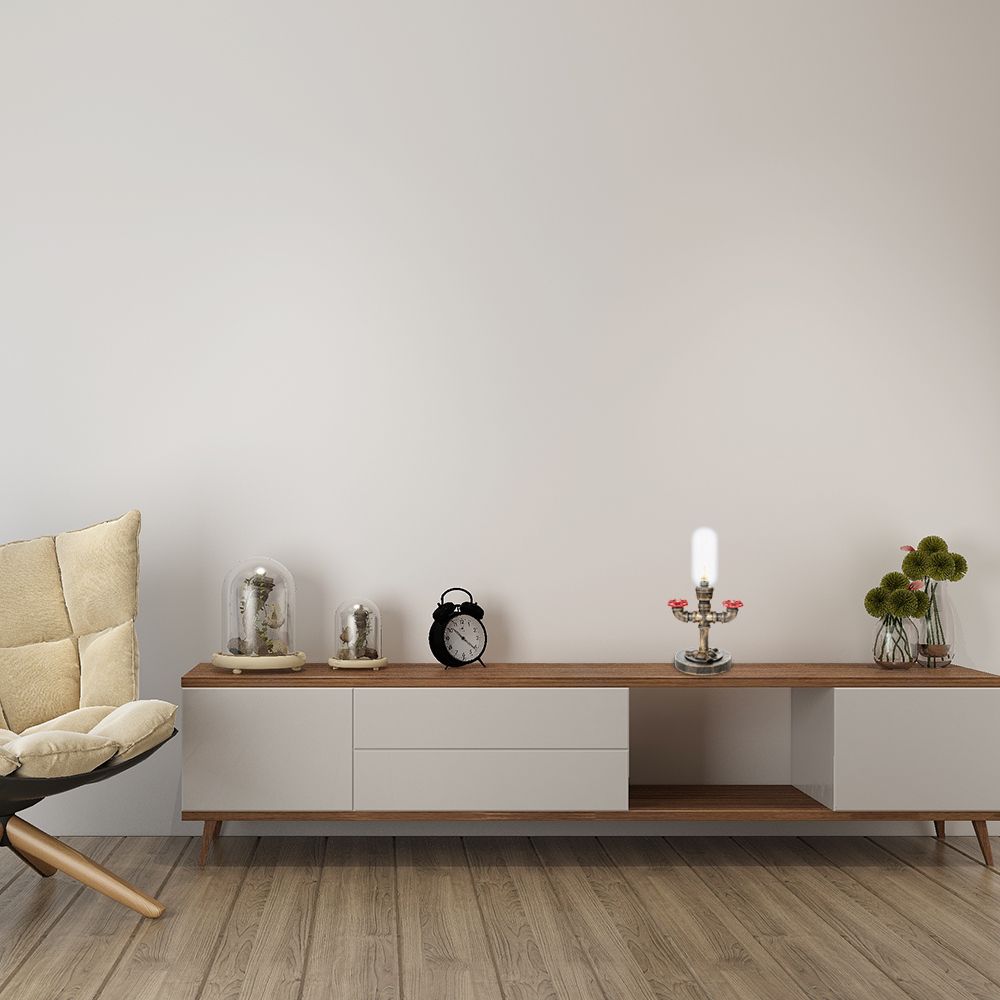 1 tavolo da capsule luce ottone industriale in ottone trasparente/ambra in vetro lampada da comodino con tubo in metallo per la casa da tè