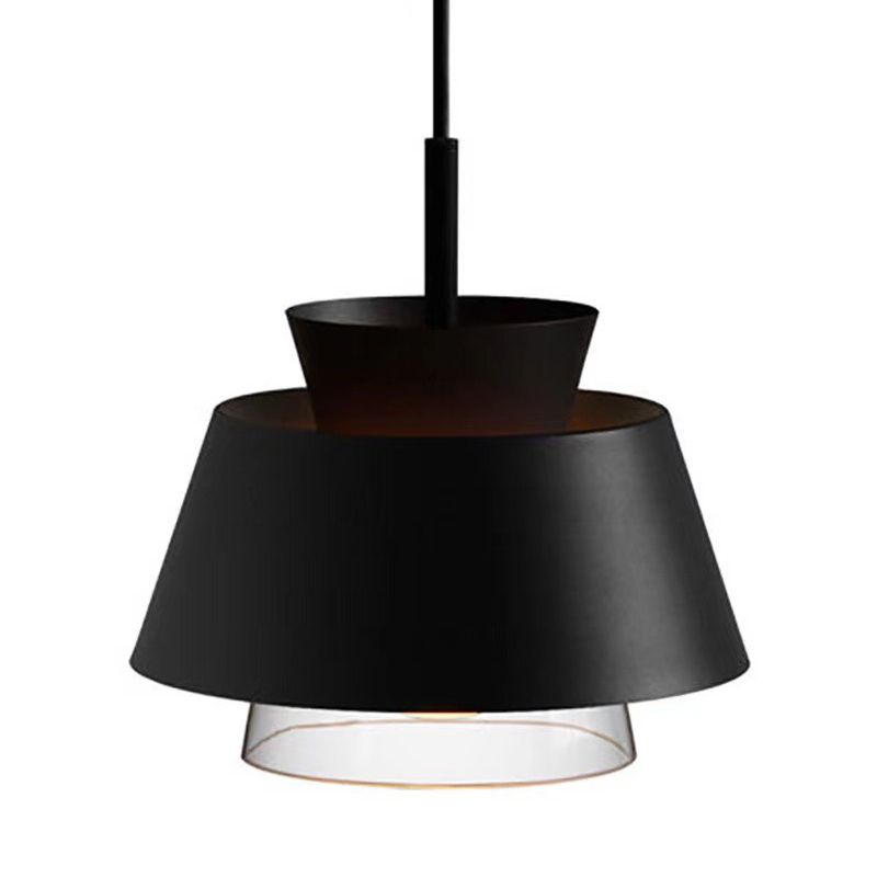 2-Shade Pendulum Light Macaron Metal and Glass 1-Bulb Restaurant Ceiling Pendant Lamp