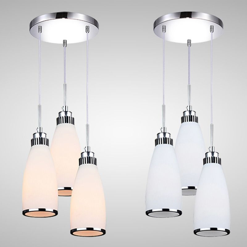 Modern Conical Pendant Ceiling Light Glass Dinning Room Ceiling Pendant Lamp in Silver