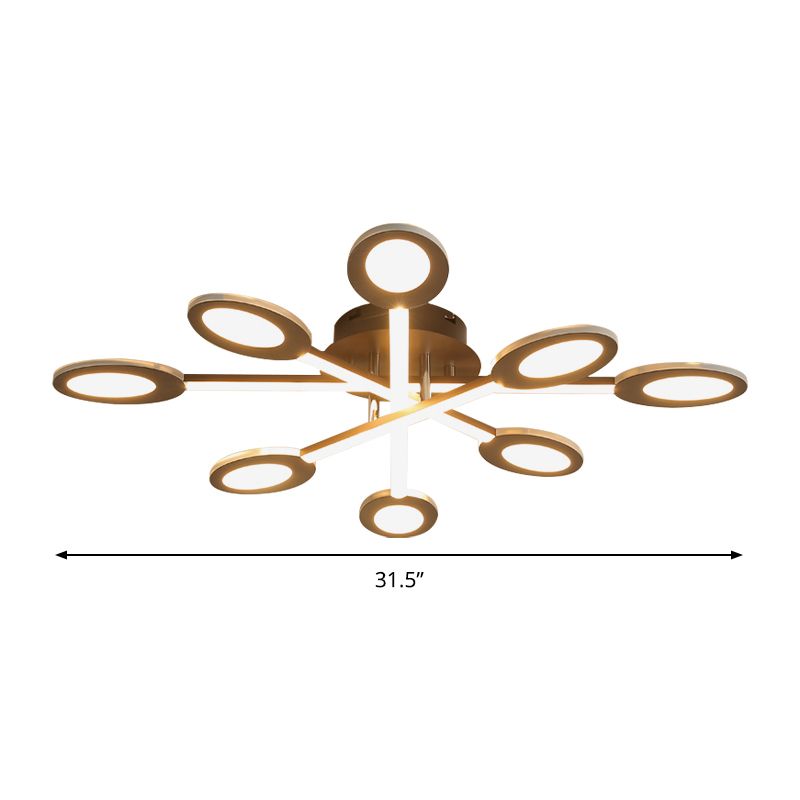 Starburst Semi Flush Minimalism Acrylic 31.5"/45" Wide LED Brown Close to Ceiling Lighting in Warm/White Light