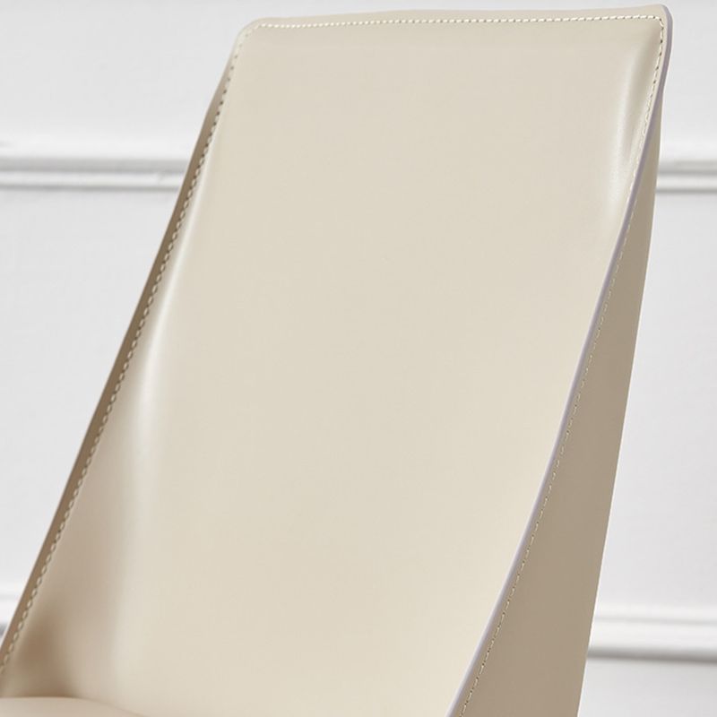 Contemporary Side Chair Faux Leather Solid Back Dining Room Chair for Indoor