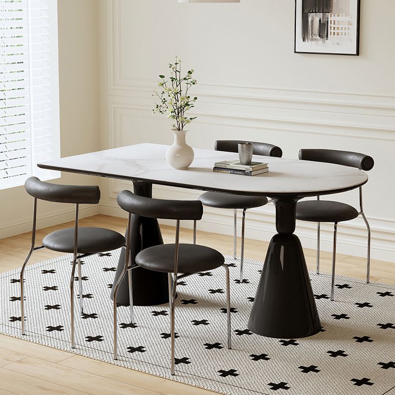 Contemporary Dining Room Dinner Table Oval Double Pedestal Dining Table