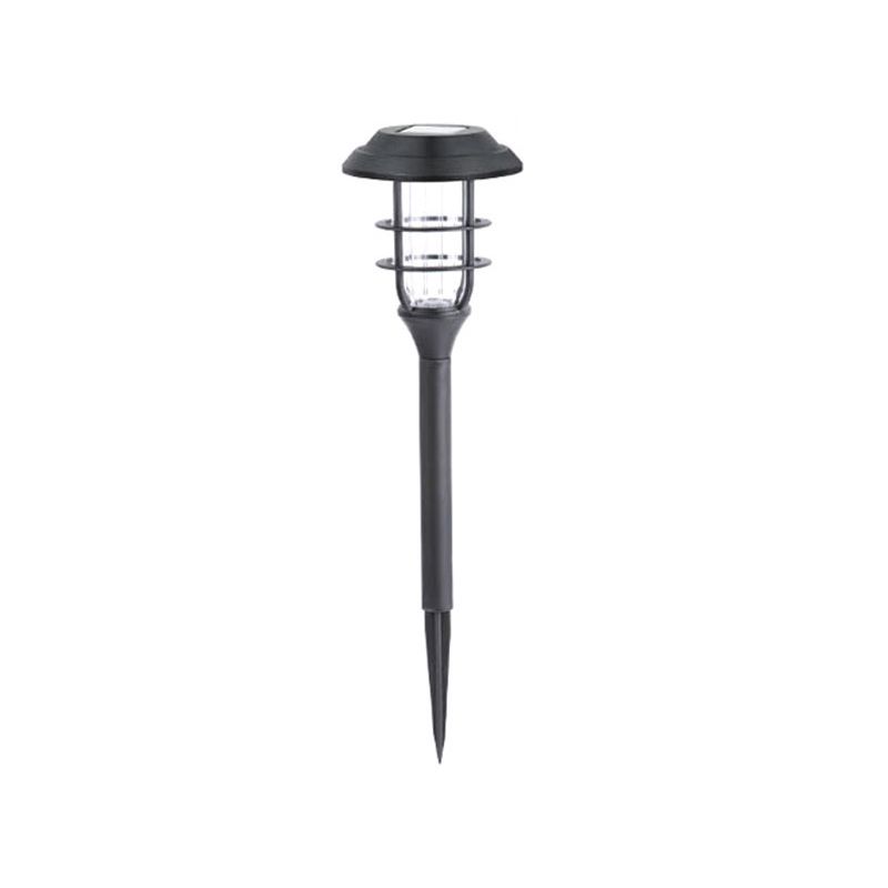 Decorative Caged Pin LED Lawn Lighting Plastic Courtyard Solar Stake Light in Black