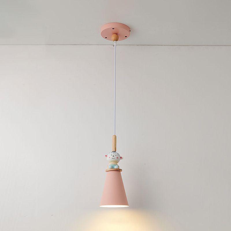 Metal Cone Shape Hanging Lights Modern Style 1 Light Hanging Mount Fixture for Bedside