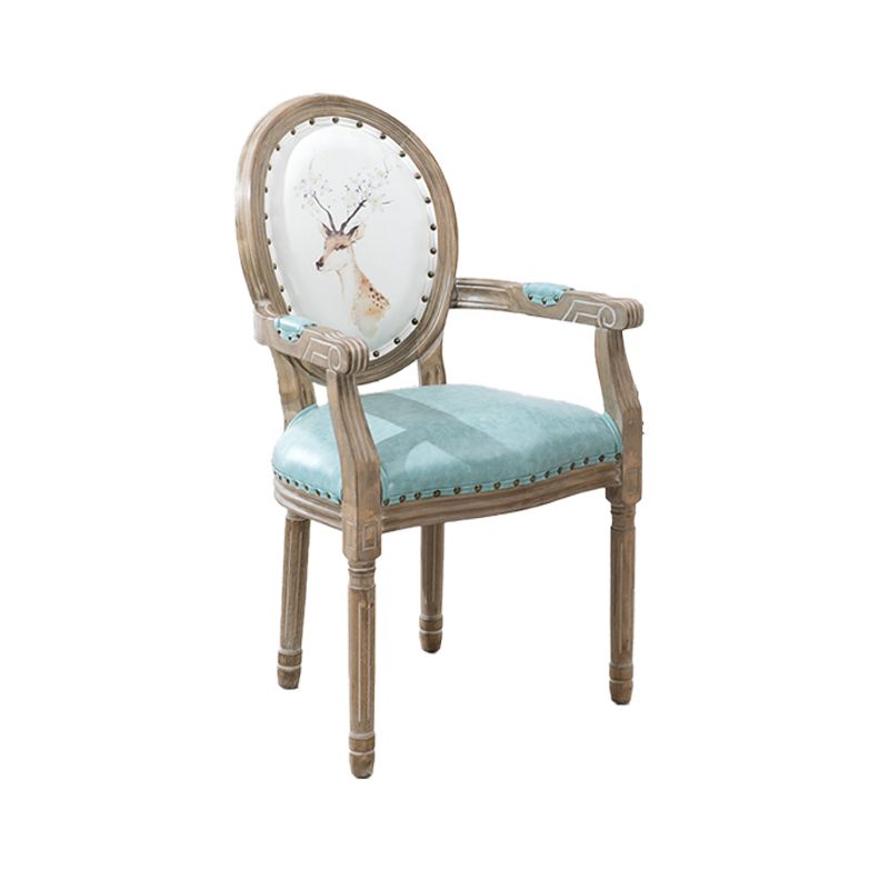 French Country Upholstered Armless Chair Home Solid Wood Dining Chair