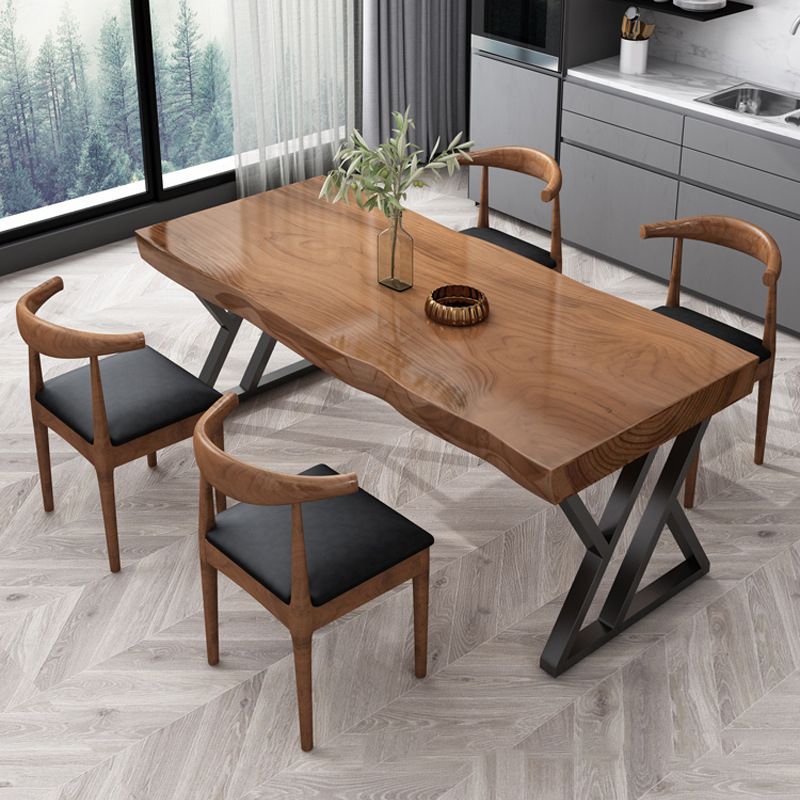 Industrial Solid Wood Dining Table Set 1/3/5 Pieces Dining Set for Home Use