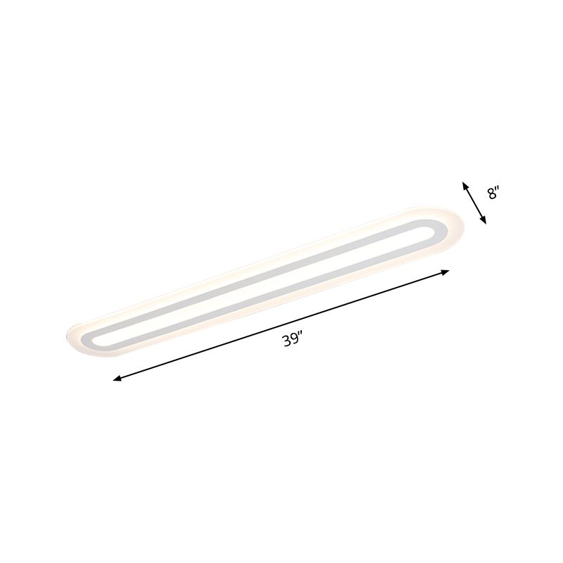 31.5"/39"/47" Wide Simplicity Oval Acrylic Flush Mount Light LED Ceiling Mounted Fixture in Warm/White Light
