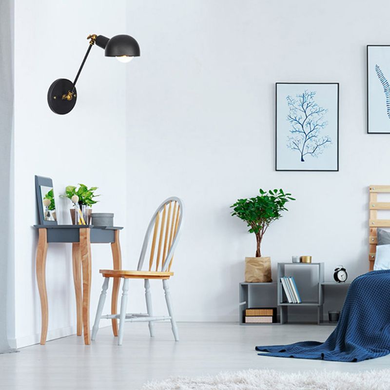 Adjustable Industrial Dome Wall Light Metal 1-Light Wall Lights