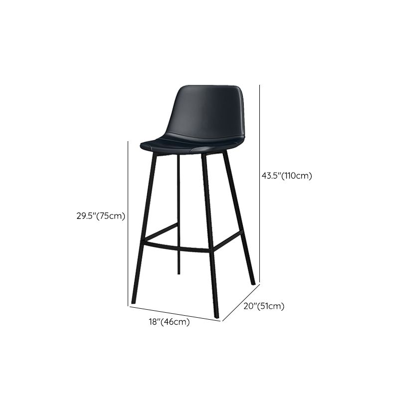 Metal Low Back Dining Stools Contemporary Armless Bar Stools with Footrest