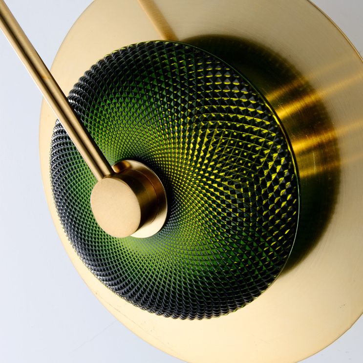 Gold Circular LED Wall Lamp in Modern Luxury Style Metal Indoor Wall Sconce with Glass Shade