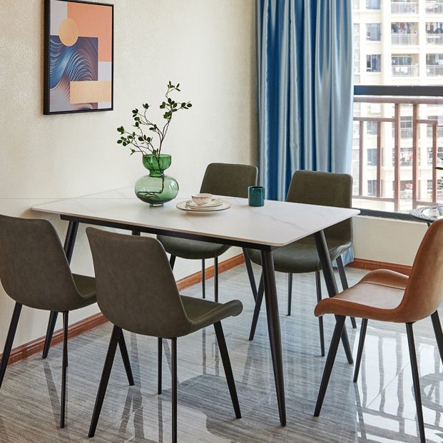 Simple Home Sintered Stone Dining Table Rectangle Shape Dining Table with 4 Legs Base