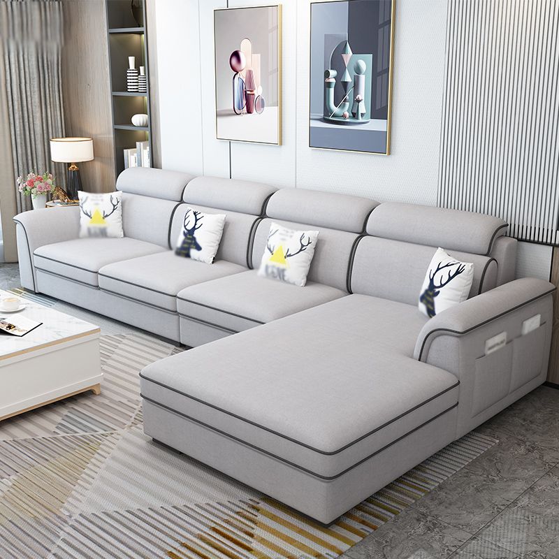 Contemporary L-Shape Sectional with Storage and USB for Apartment