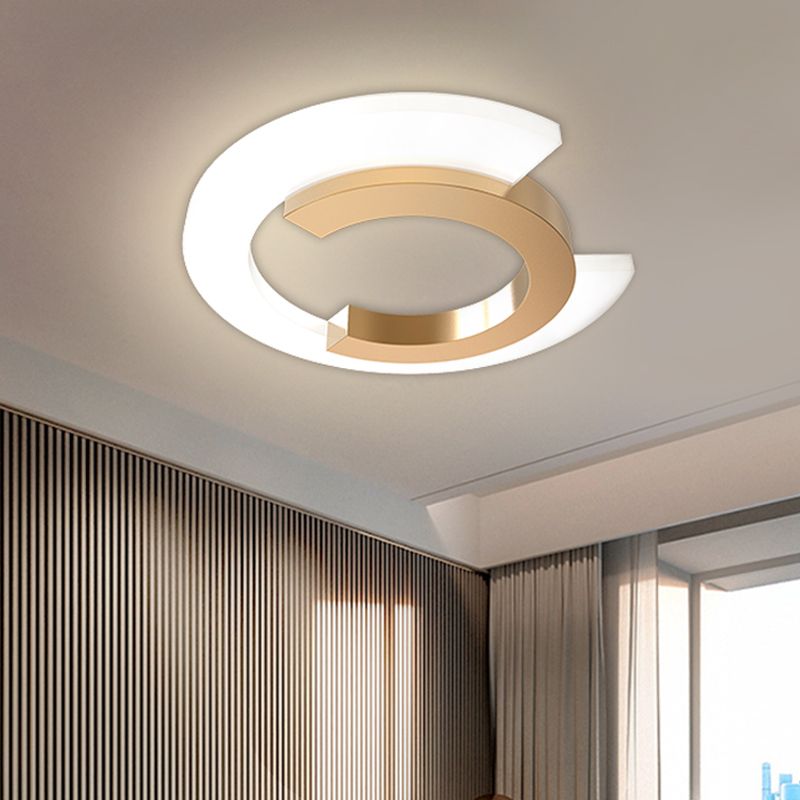 LED Camera Flush Montaggio Soffitto Light Modern Gold Lighting Fixture con C-Shape Acrilico Shade