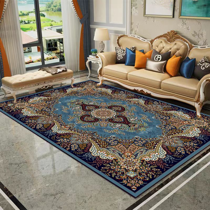 Vintage Bohemian Living Room Rug American Print Polyester Area Carpet Stain Resistant Rug