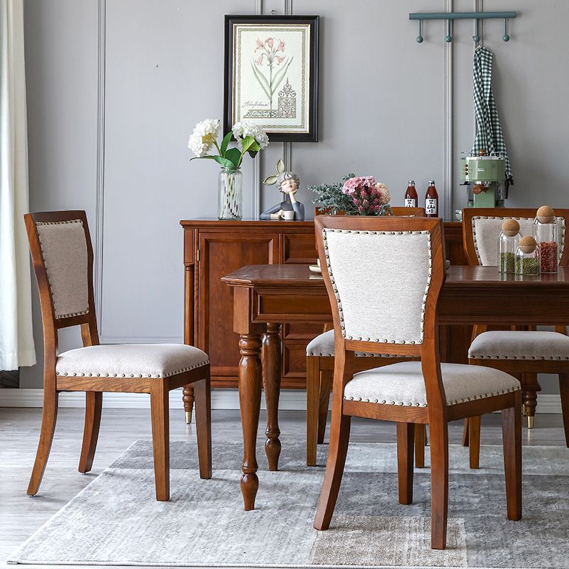 Modern Side Chair Upholstered Dining Chairs with Wooden Base for Dining Room