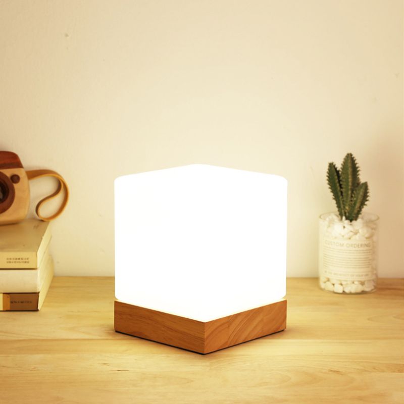 Bulb globo/cilindro/lettura quadrata di lettura di lettura luce moderna in legno di vetro bianco illuminazione