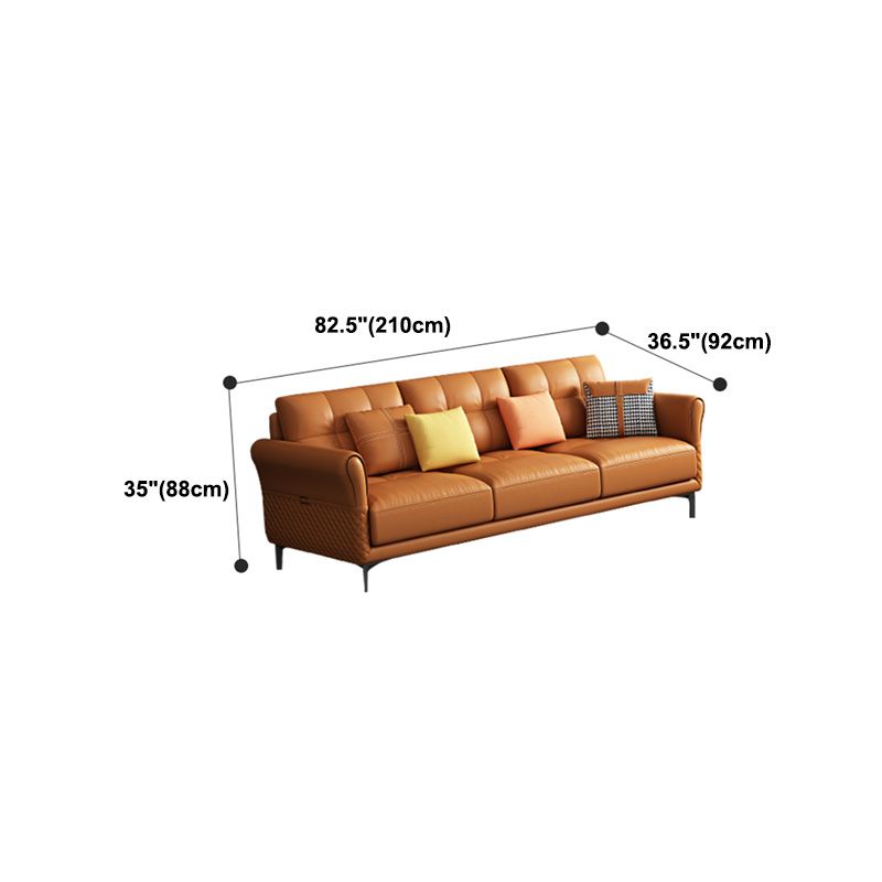 Contemporary Stain-Resistant Square Arm Stationary Cushion Back Sofa