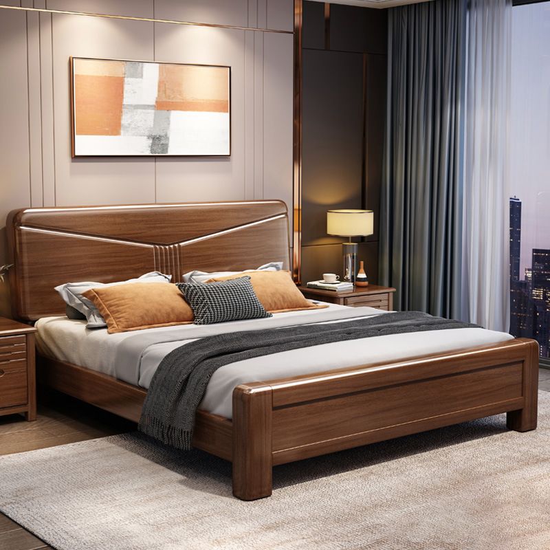 Traditional Panel Rectangular with Headboard Walnut Standard Bed