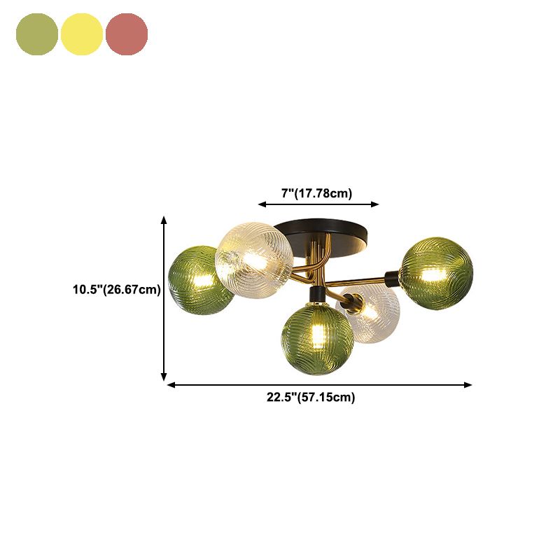 Glass Ball Shape Flush Mount Light Modern 5 Lights Flush Mount Ceiling Fixture
