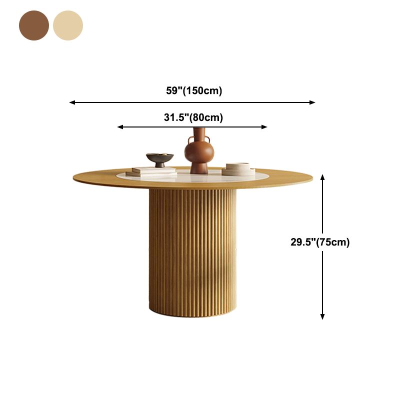 Round Dining Table Contemporary Dining Table with Solid Wood Pedestal