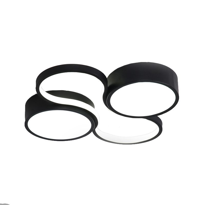 Black/White Circular Flush Mount Lamp Contemporary LED 19.5"/23.5" W Ceiling Flush with Acrylic Shade for Bedroom in Warm/White