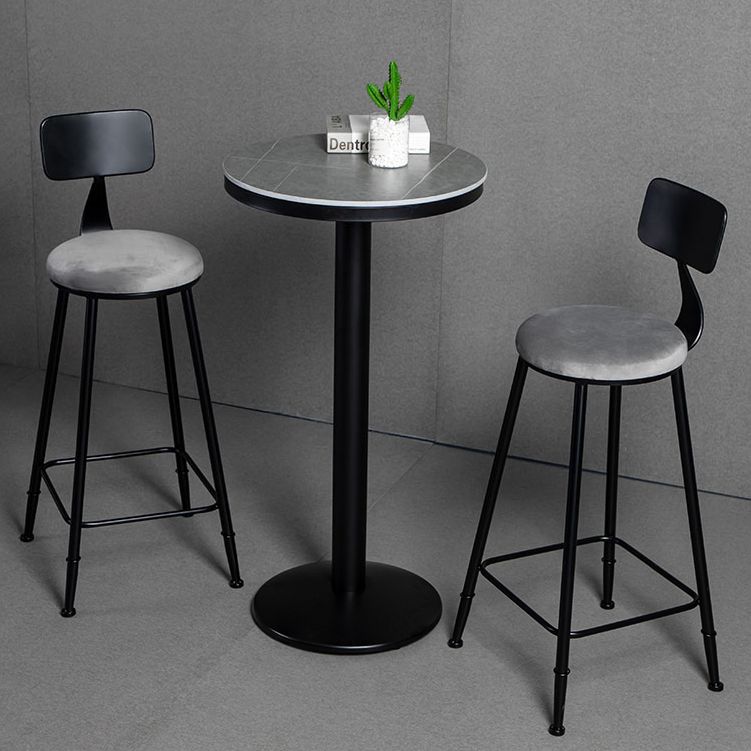 1/3 Pieces Industrial Iron Bar Table Set Round Bistro Set with Grey Faux Marble Top