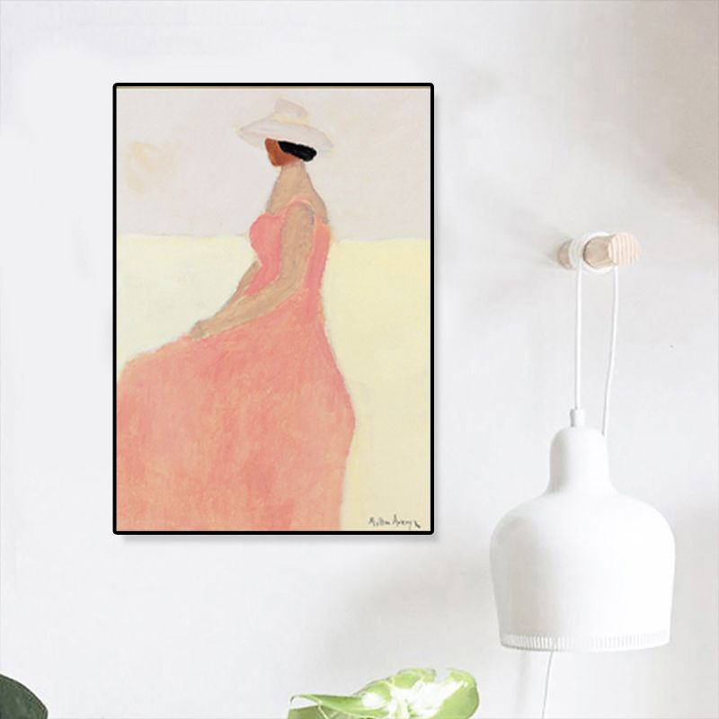 Moderne vrouw canvas print pastel kleur getextureerde muur kunst decor voor huis interieur