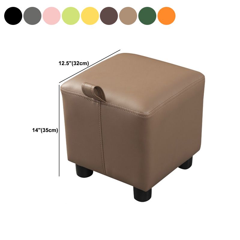 Orange Modern Standard Faux Leather Square Standard for Living Room