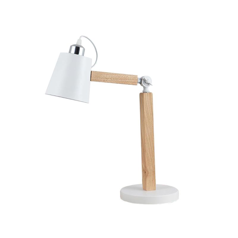 Lampada da comodino moderna a 1 testa con luce da scrivania affusolata in metallo in bianco/nero con nodo rotante