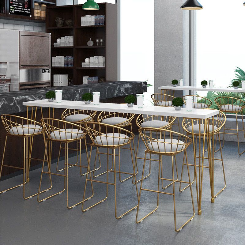 Solid Wood Bar Table Set Glam Rectangle 1/5/9 Pieces Counter Table