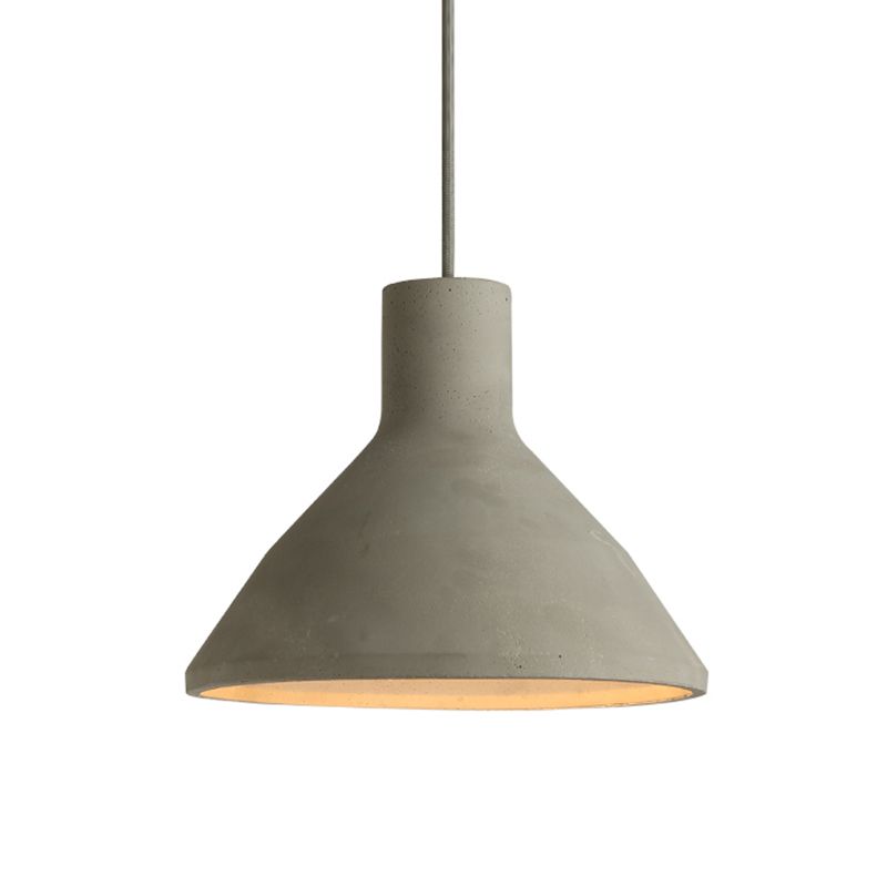 Cement Shaded Suspension Lighting Nordic 1 Head Grey Pendant Light for Dining Room