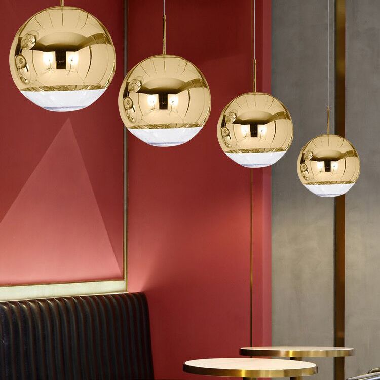 1 Light Glass Pendant Ceiling Lights Modern Spherical Hanging Ceiling Lights for Dining Room